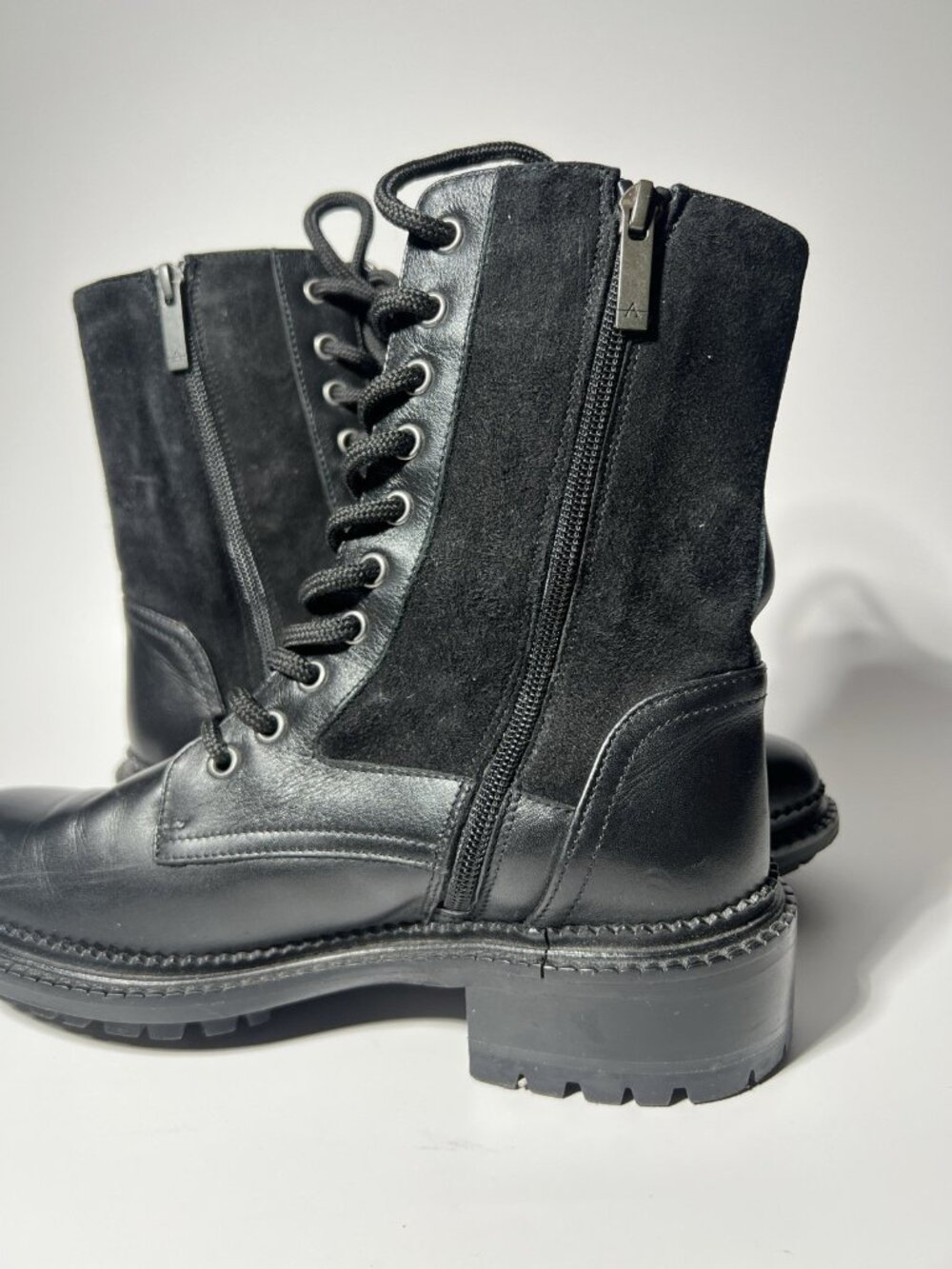 Aquatalia Orianna Women’s Black Suede Combat Boots Size 7M Lug Sole - Picture 11 of 14